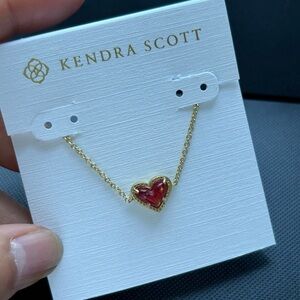Kendra Scott Gold Necklace with Red Heart Pendant